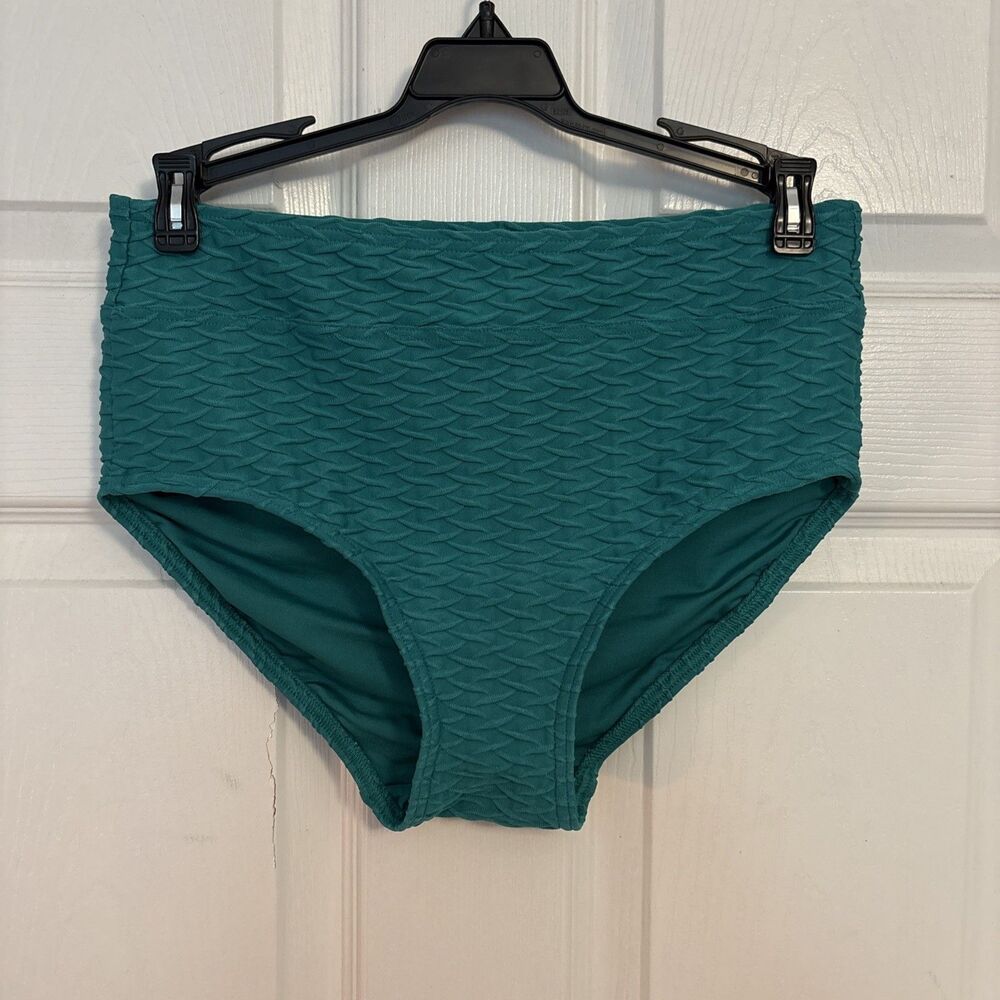 Lands End Women’s Swimwear Textured Lightweight Green Bikini Bottom NWOT, Size 4